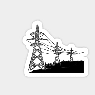 Electricity Pylons Linocut Silhouette on Pink Sticker